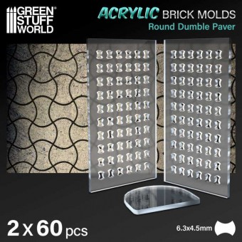 Green Stuff World 8435646520636ES Acrylic molds - Round Dumble Paver (pack x2)