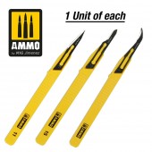 AMMO by MIG Jimenez A.MIG-8691 Mini Blade Set - 3 pcs. (1 Mini Blade Straight + 1 Mini Blade Curved + 1 Mini Blade Ripper) 