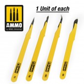 AMMO by MIG Jimenez A.MIG-8696 Standard Blade Set - 4 pcs. (1 Standard Straight + 1 Curved + 1 Ripper + 1 Curved Large) 