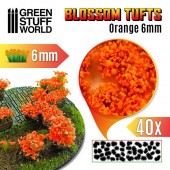 Green Stuff World 8436554367801ES Blossom TUFTS - 6mm self-adhesive - ORANGE Flowers (40 pcs.)